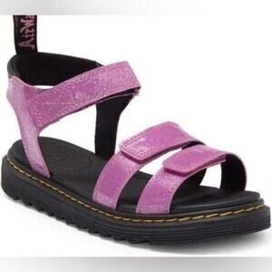 Dr. Martens Junior Pink Three Strap Klaire Glitter Sandals W5